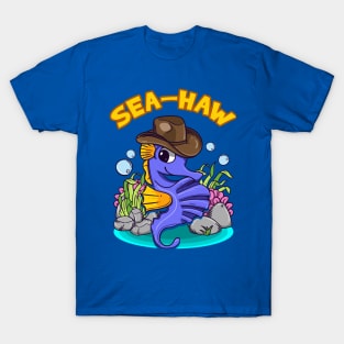 Seahorse Cowboy Sea Haw Funny Humor T-Shirt